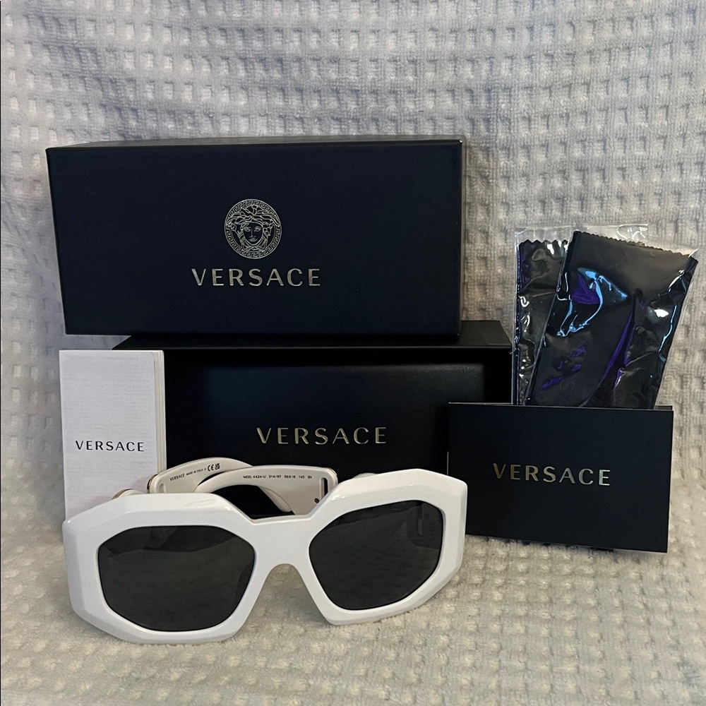 Versace White And Gold Sunglasses